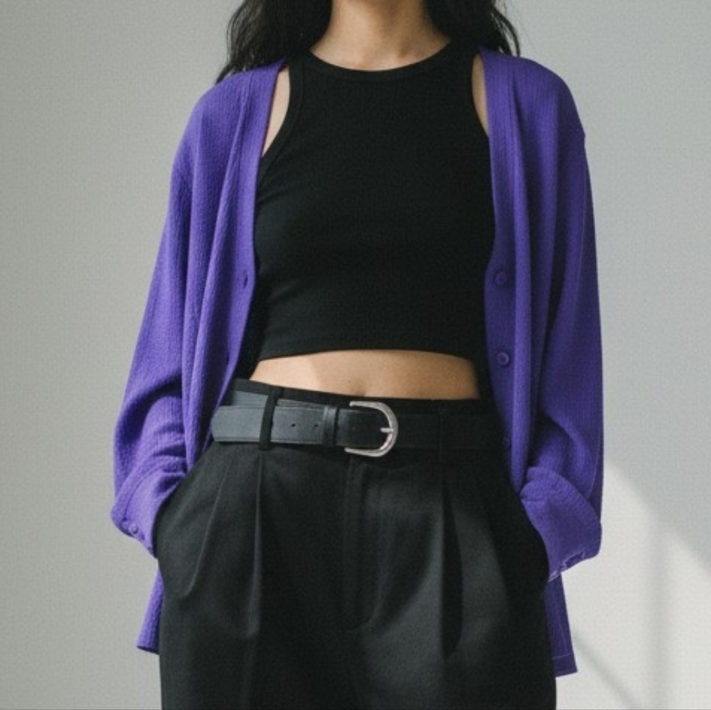 Carole Little Purple Button-Up Blouse